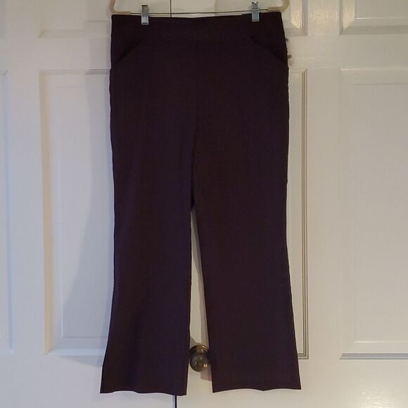 NWT COUNTERPARTS BURGUNDY BOOTCUT FLARE LEG ANKLE PULL ON PANTS SIZE LARGE - Picture 3 of 12